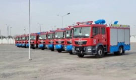 الدفاع المدني تتسلم دفعة جديدة من شاحنات الإطفاء الألمانية الحديثة
